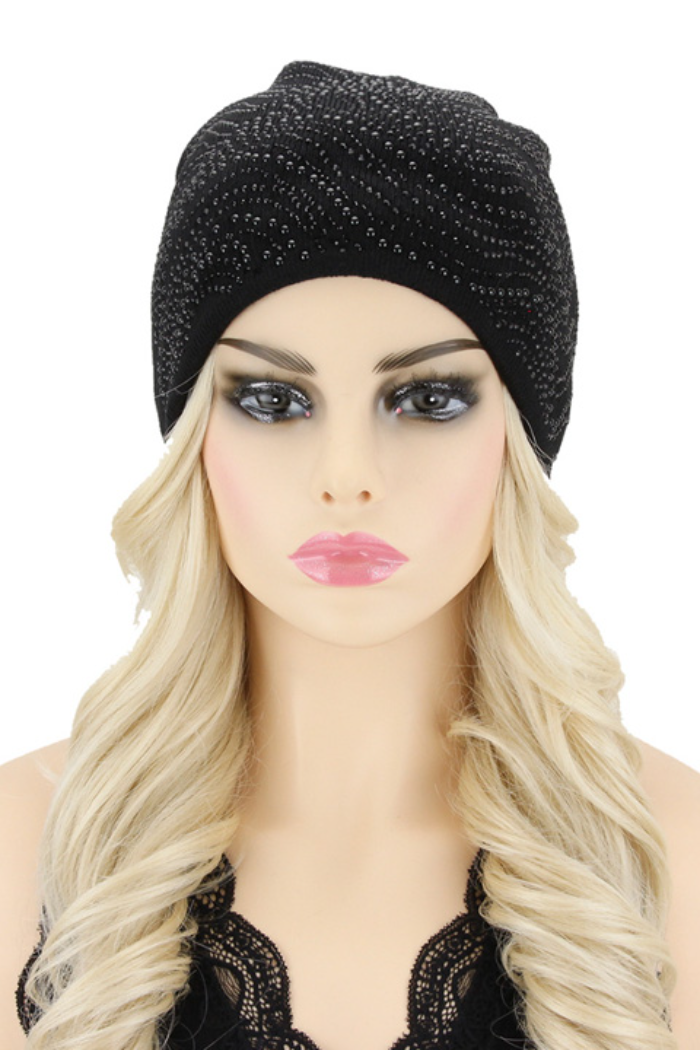 Wavy Gem Stone Woven Beanie