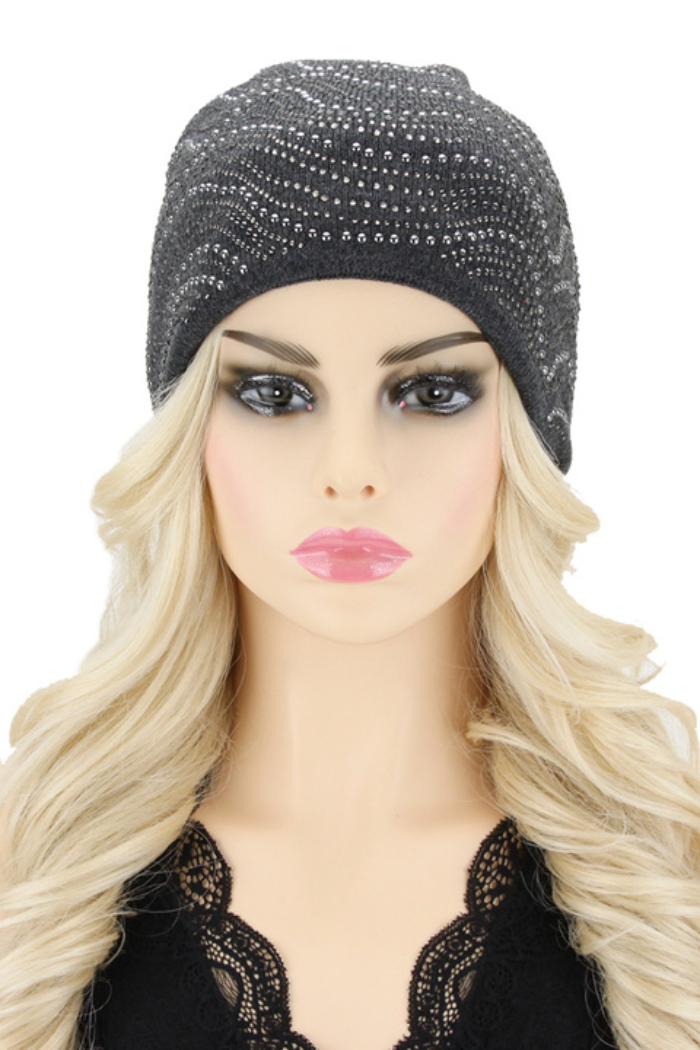 Wavy Gem Stone Woven Beanie