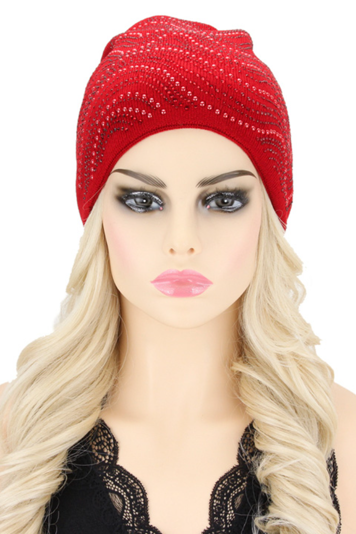 Wavy Gem Stone Woven Beanie