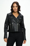 Faux Leather Moto Biker Jacket