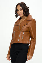 Faux Leather Moto Biker Jacket