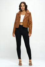 Faux Leather Moto Biker Jacket