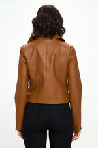 Faux Leather Moto Biker Jacket