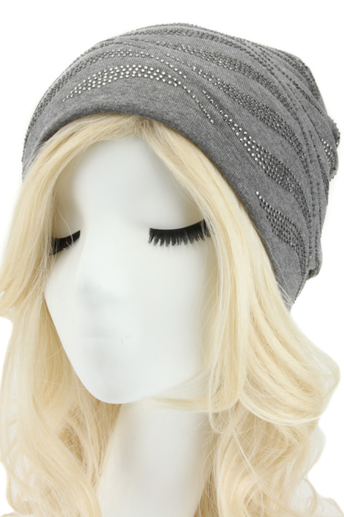 Zebra Print Gem Rhinestone Beanie