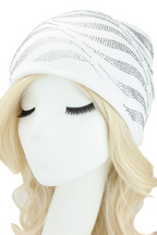 Zebra Print Gem Rhinestone Beanie