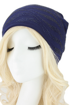 Zebra Print Gem Rhinestone Beanie