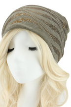 Zebra Print Gem Rhinestone Beanie