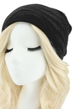 Zebra Print Gem Rhinestone Beanie