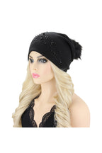 BEADED VINE POM POM BEANIE HAT