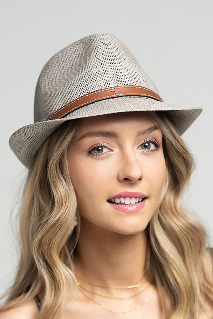 Faux Leather Belted Fedora