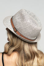 Faux Leather Belted Fedora
