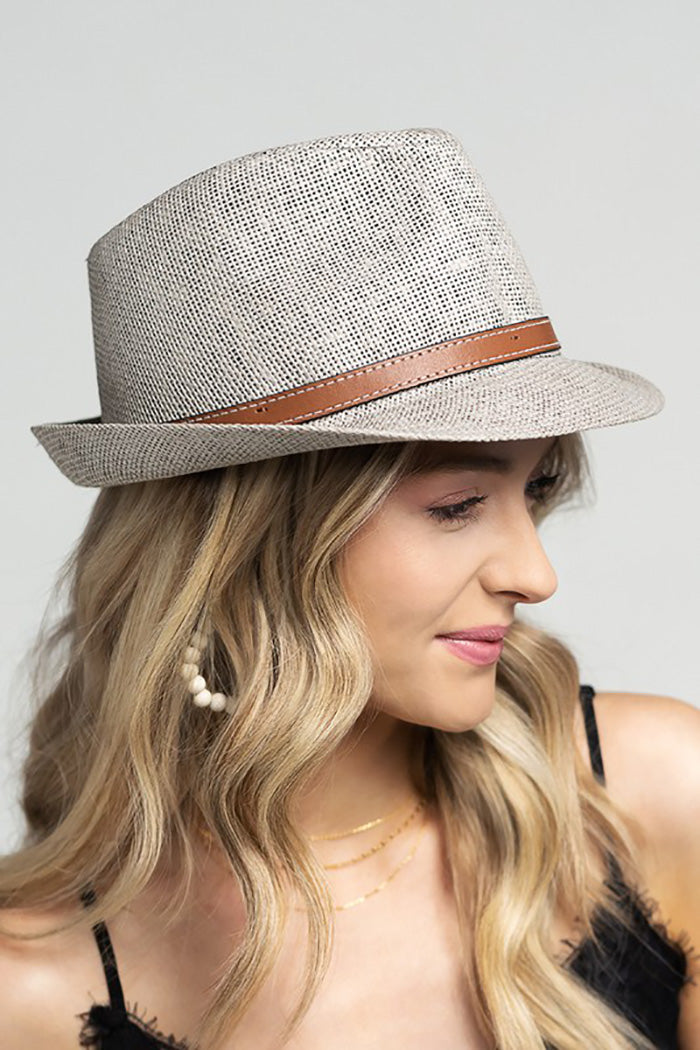 Faux Leather Belted Fedora