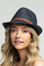 Faux Leather Belted Fedora
