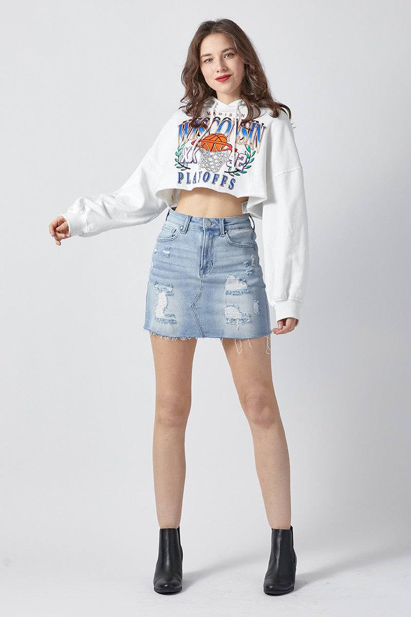 Distressed Mini Skirt
