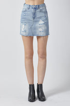 Distressed Mini Skirt