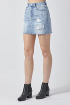 Distressed Mini Skirt