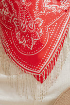 Paisley Print Rhinestone Detail Scarf Top