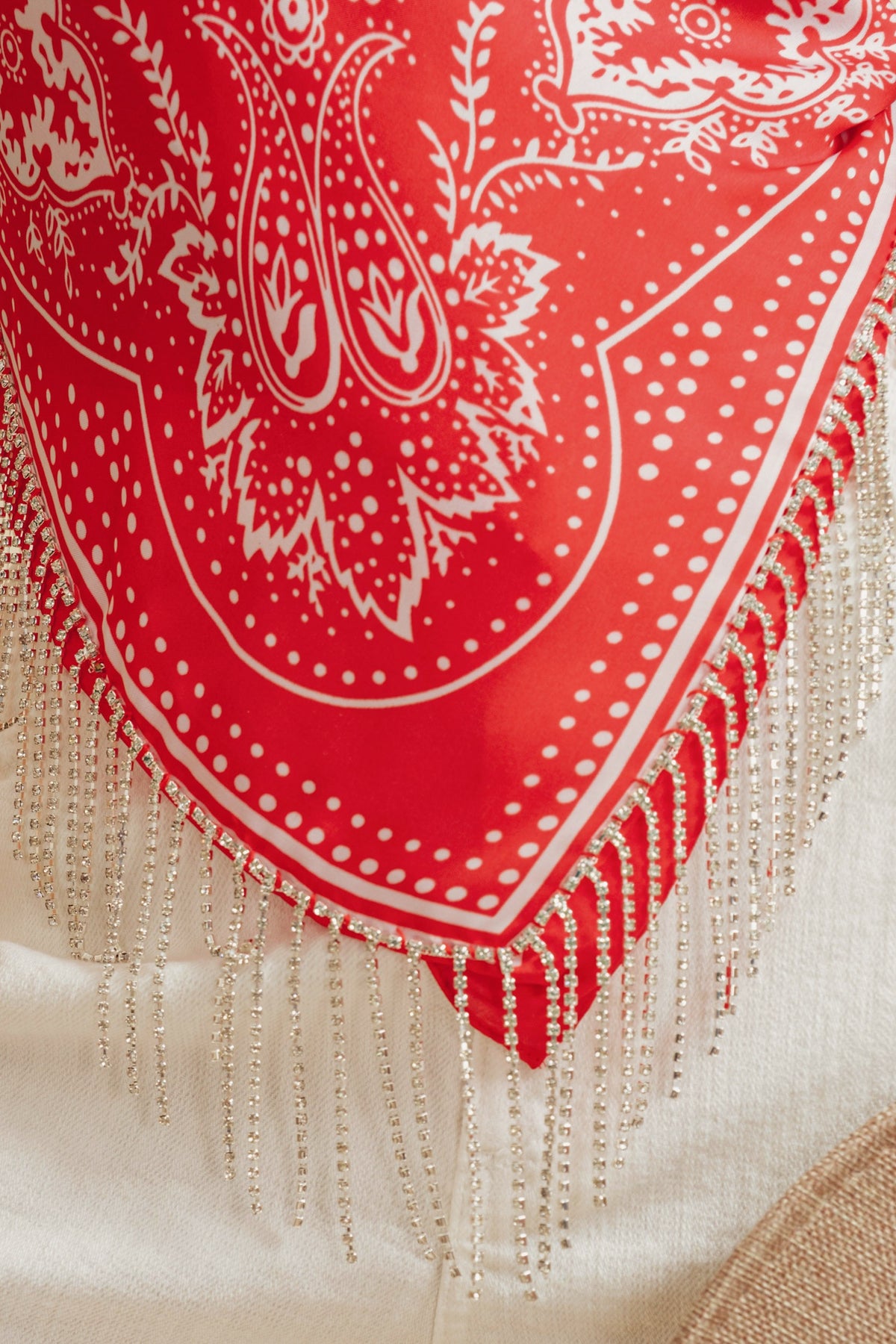 Paisley Print Rhinestone Detail Scarf Top