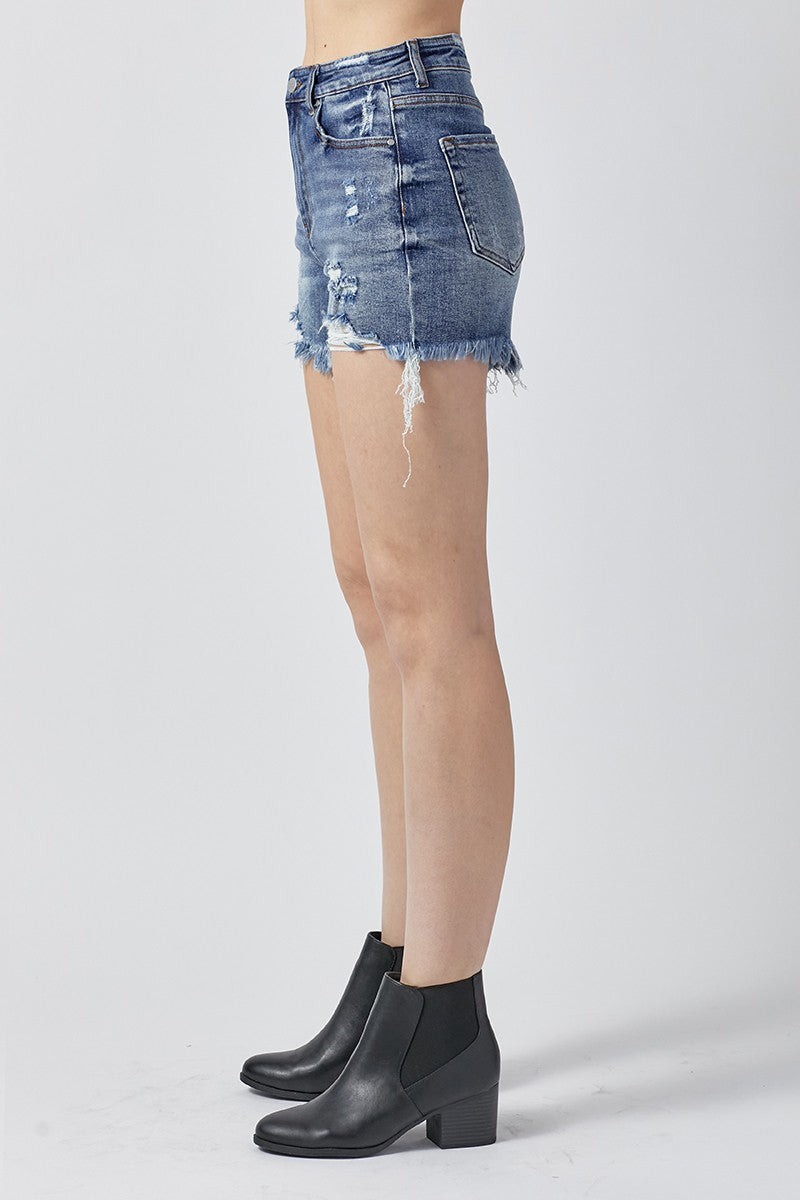 HIGH RISE DISTRESSED SHORTS