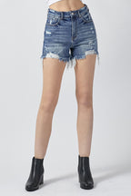 HIGH RISE DISTRESSED SHORTS