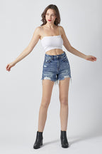 HIGH RISE DISTRESSED SHORTS