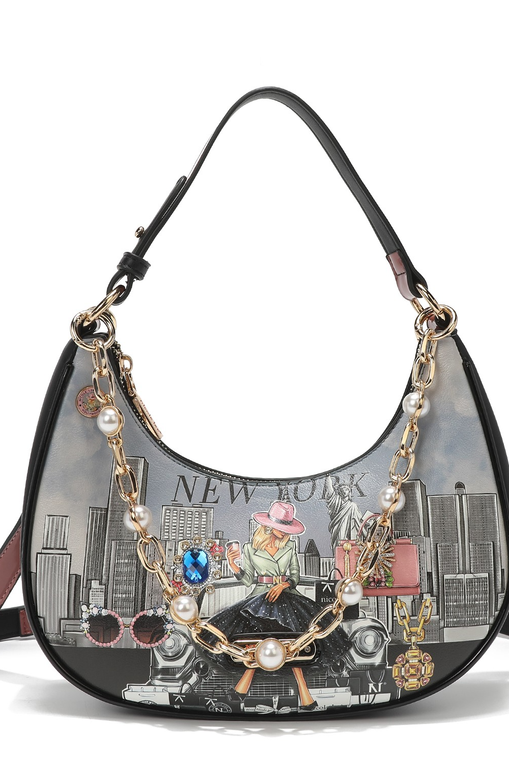 PEARL CHAIN LINK SHOULDER BAG