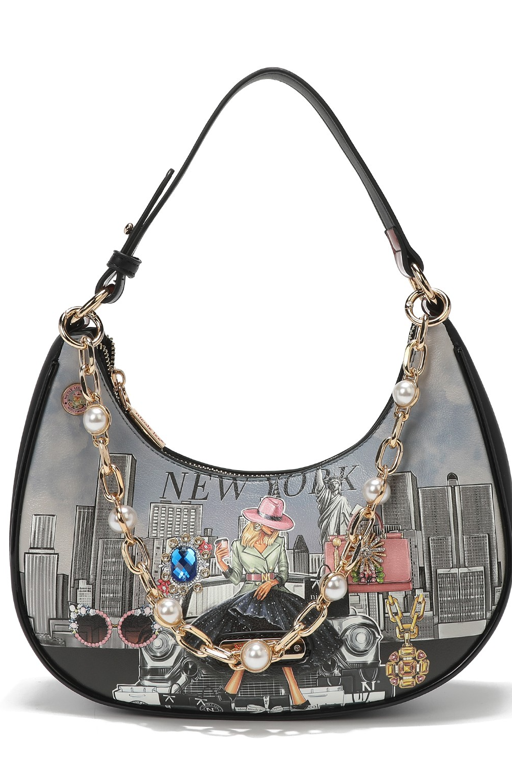 PEARL CHAIN LINK SHOULDER BAG