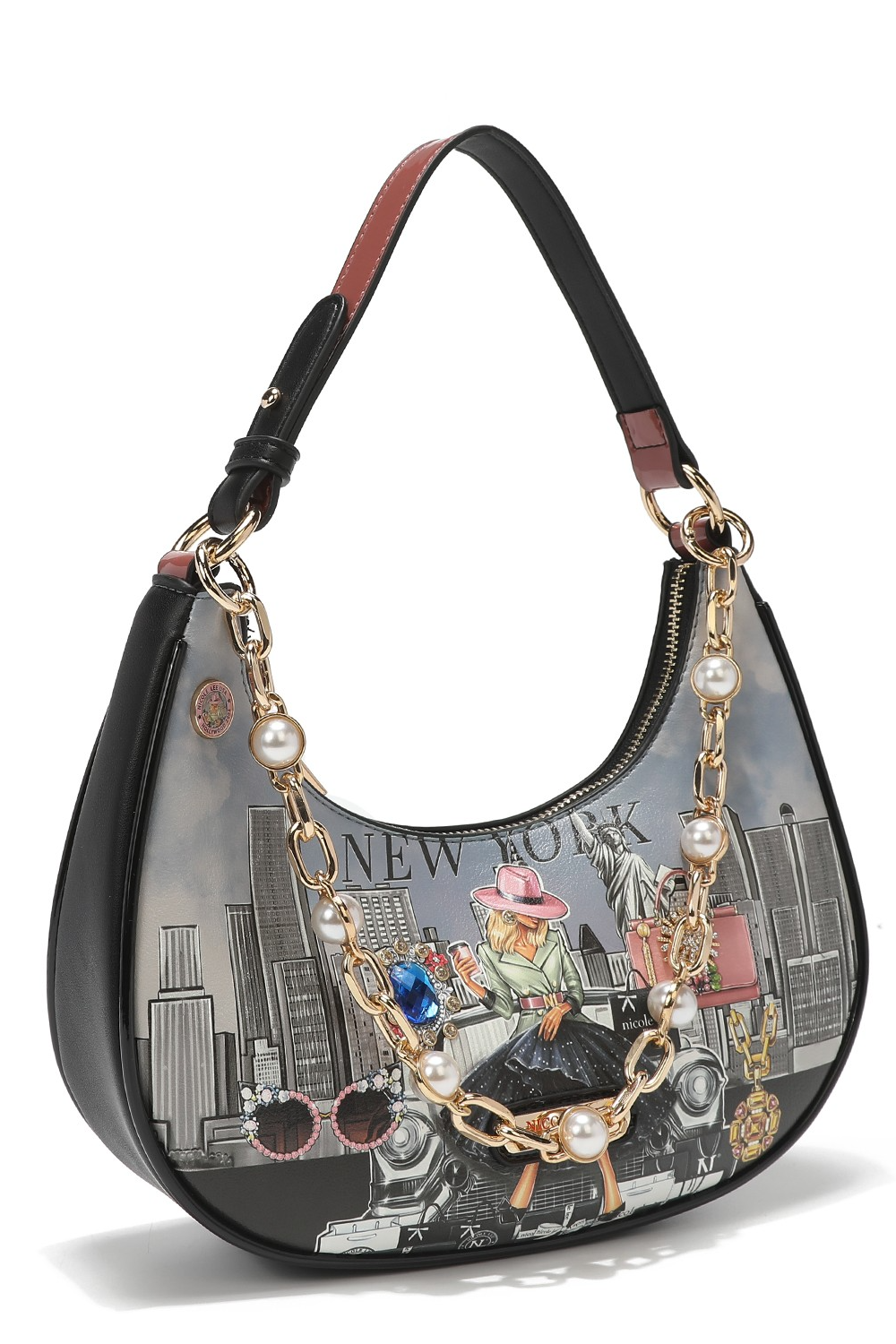 PEARL CHAIN LINK SHOULDER BAG