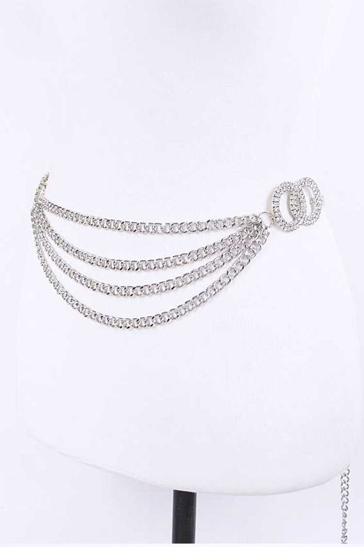 Rhinestone Double Layer Chain Belt