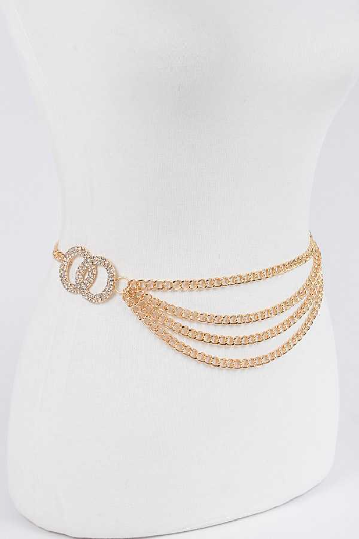 Rhinestone Double Layer Chain Belt