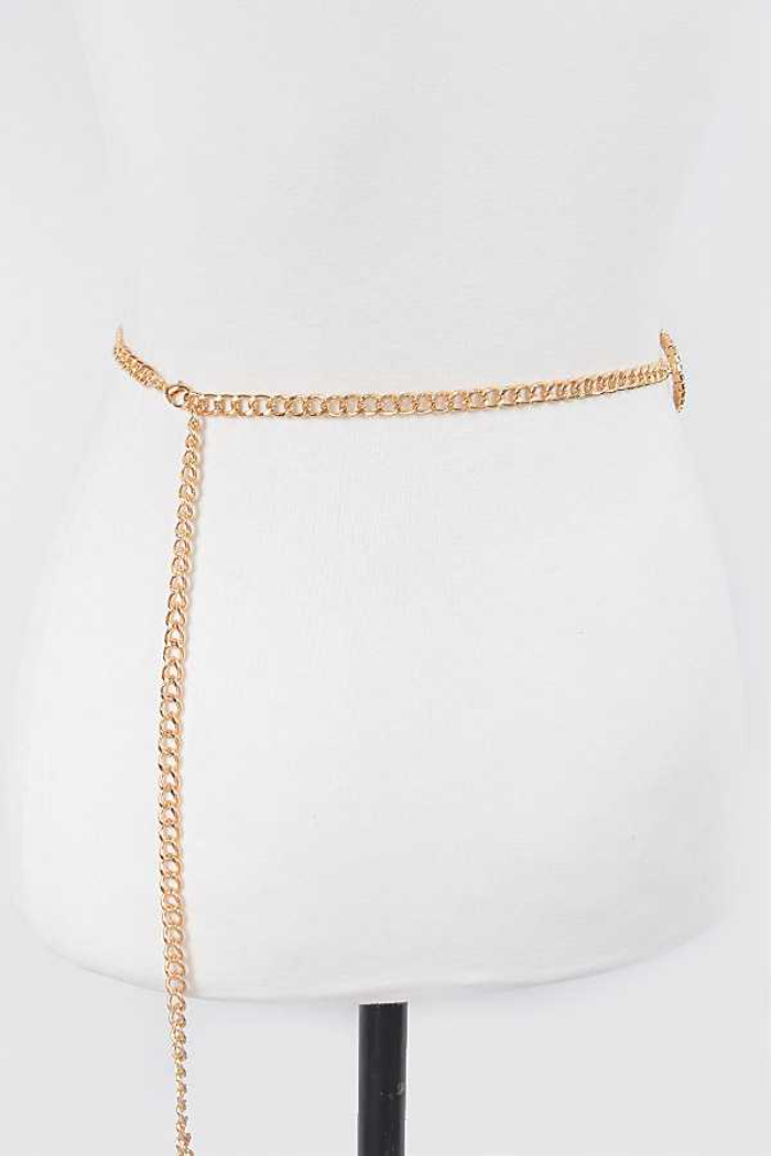 Rhinestone Double Layer Chain Belt