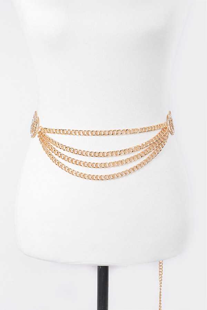 Rhinestone Double Layer Chain Belt