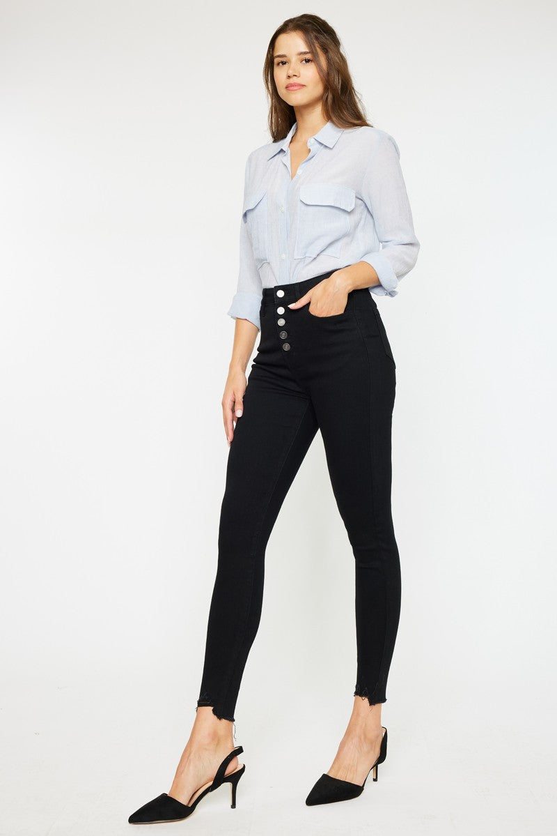 High Rise Button Fly Super Skinny Jeans
