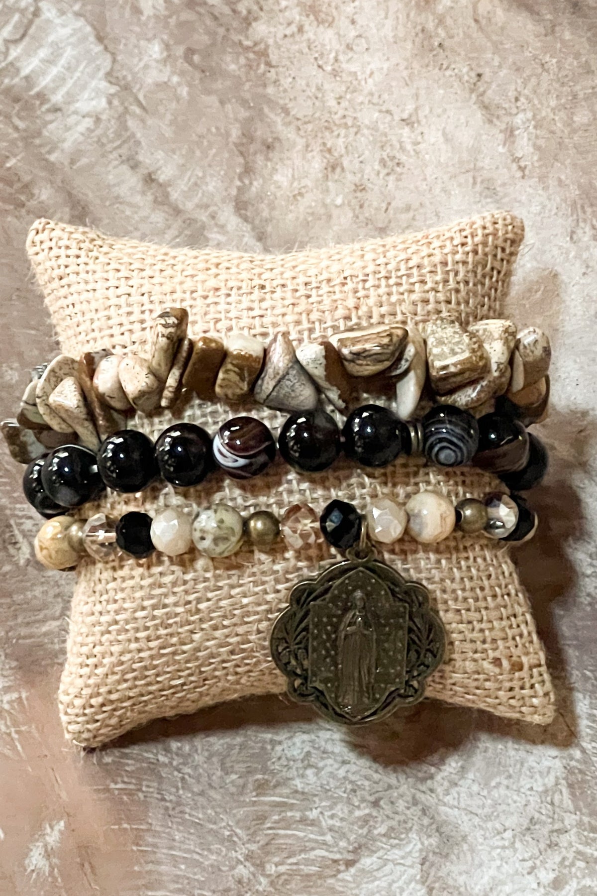 Natural Stone And Beaded Bracelet
