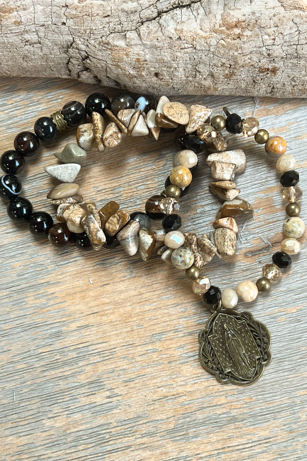 Natural Stone And Beaded Bracelet