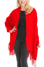Oversized Fuzzy Faux Cashmere Oblong Wrap