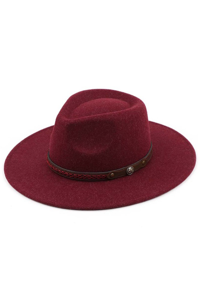 C.C Vegan Leather Trim Panama Hat