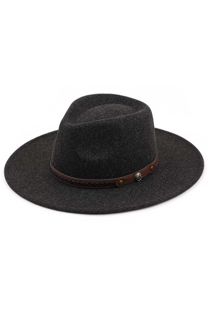 C.C Vegan Leather Trim Panama Hat