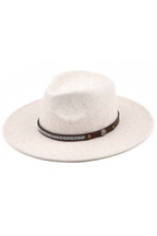 C.C Vegan Leather Trim Panama Hat