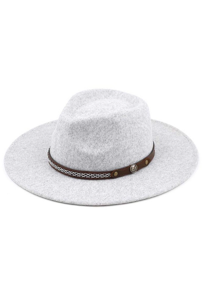 C.C Vegan Leather Trim Panama Hat