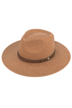 C.C Vegan Leather Trim Panama Hat