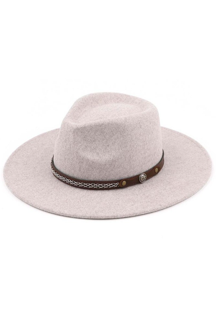C.C Vegan Leather Trim Panama Hat