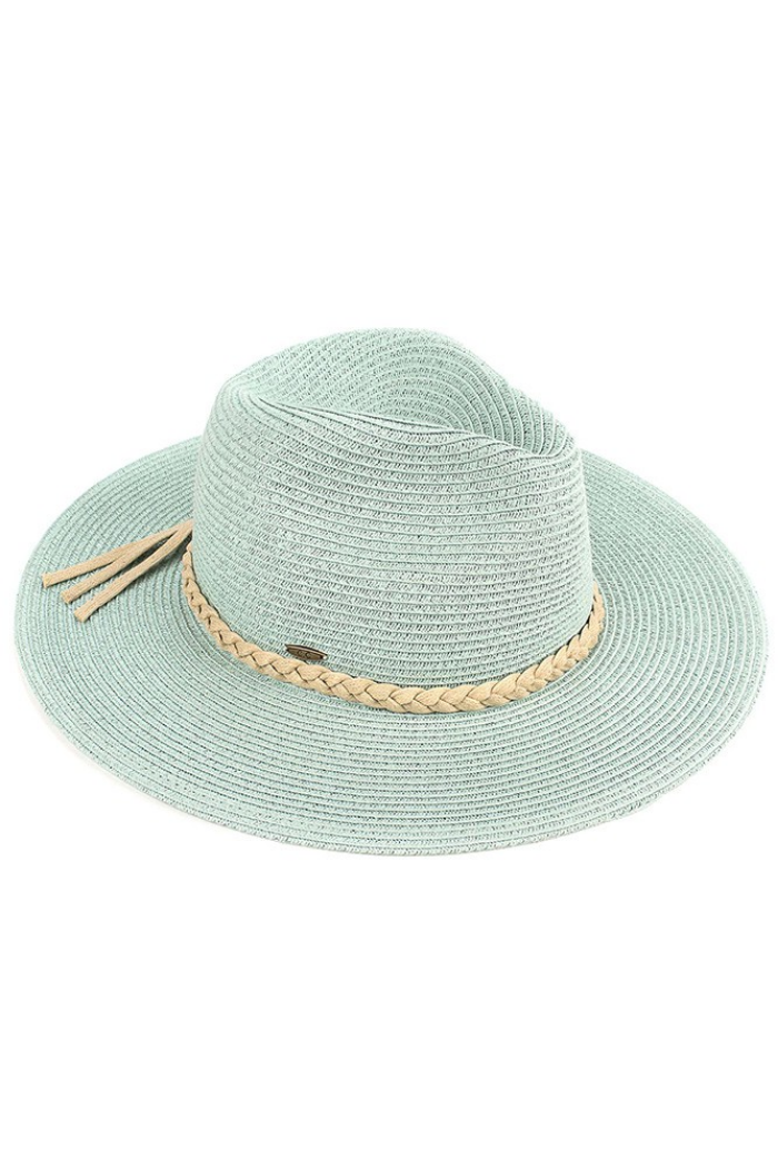 C.C Straw Panama Hat With Tied Ribbon