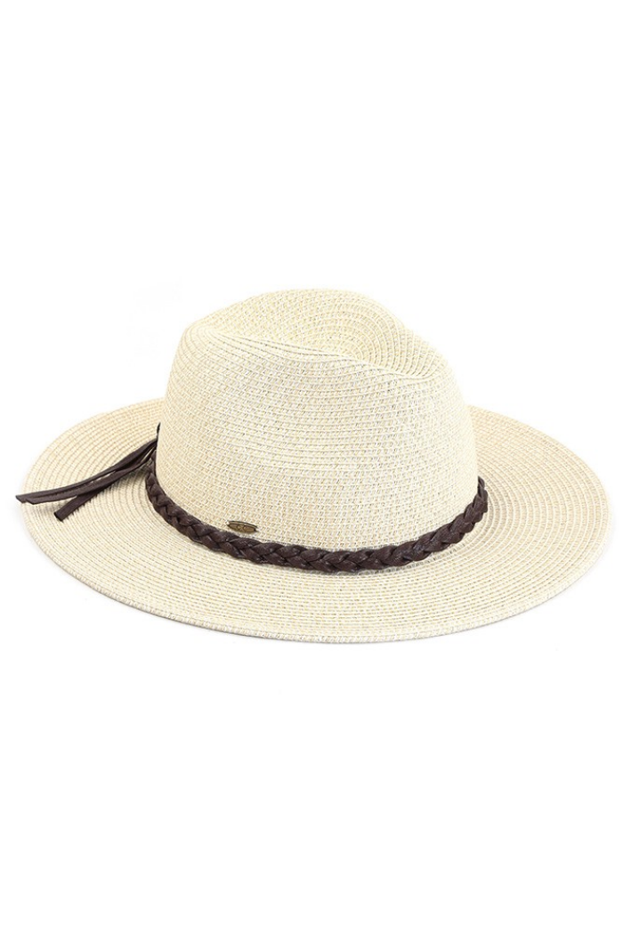 C.C Straw Panama Hat With Tied Ribbon