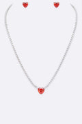Cubic Zirconia Petite Heart Collar Necklace Set