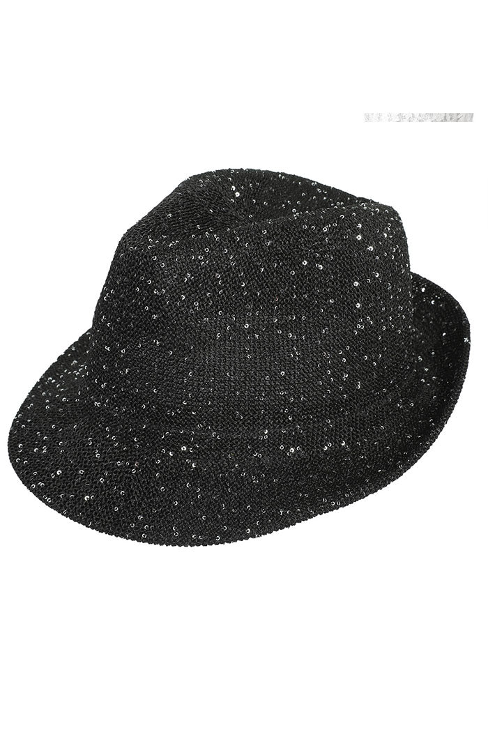 SEQUIN GLITTERING UPBRIM FEDORA HAT