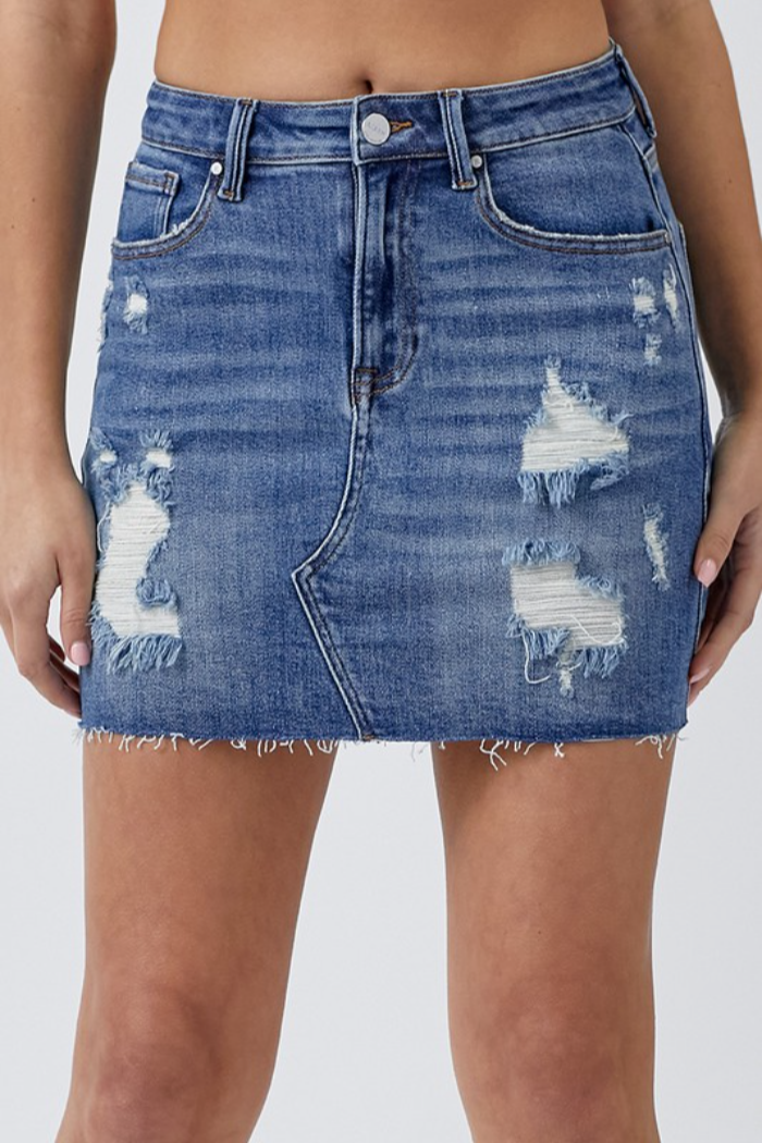 Distressed Mini Skirt