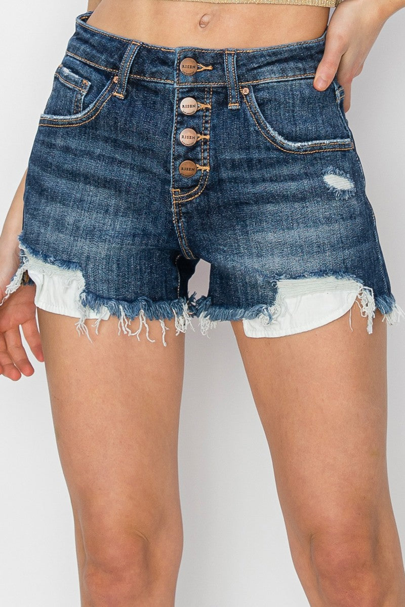 Mid Rise Button Down Shorts