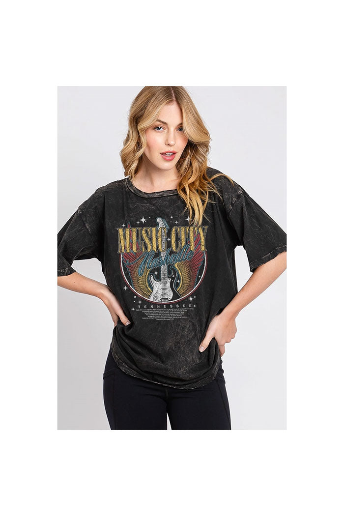 Nashville Music City Oversized Graphic Tee