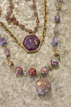 Purple Stone & Crystal Necklace